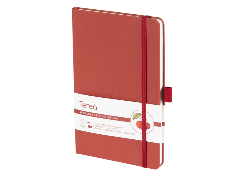 TEREA, notes a5, korica: mešavina bio materijala i papira, crveni