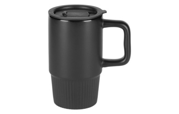 MONARCH, keramička šolja sa poklopcem, 420 ml, crna