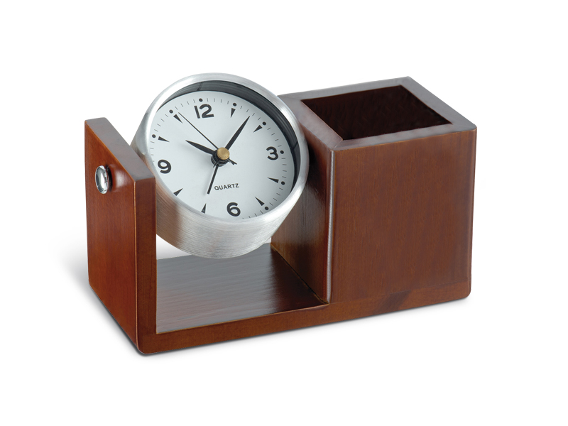 HANAMI Metalni stoni sat sa alarmom i drvenom čašom za olovke