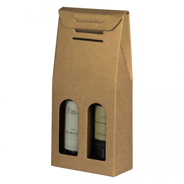 BOTTLE DUO-Troslojna samosklopiva poklon kutija za dve flaše