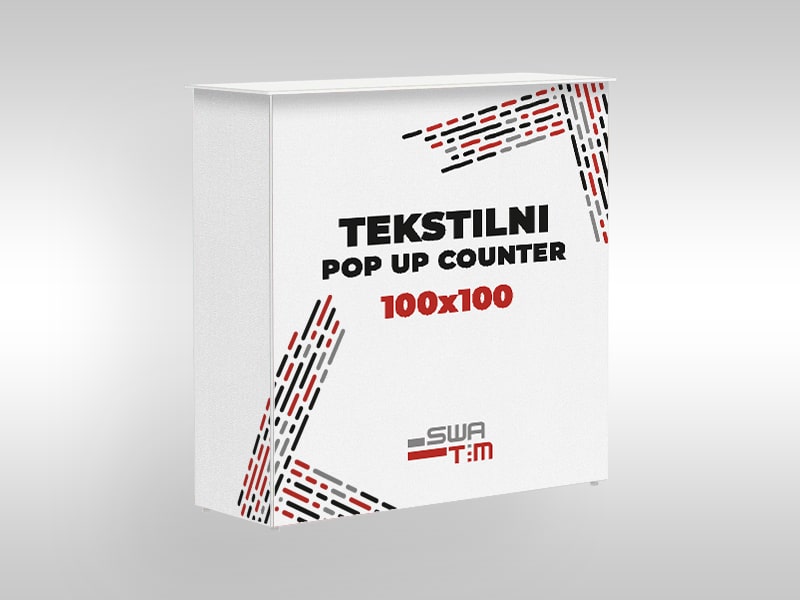 Tekstilni pop up counter sa drvenom pločom