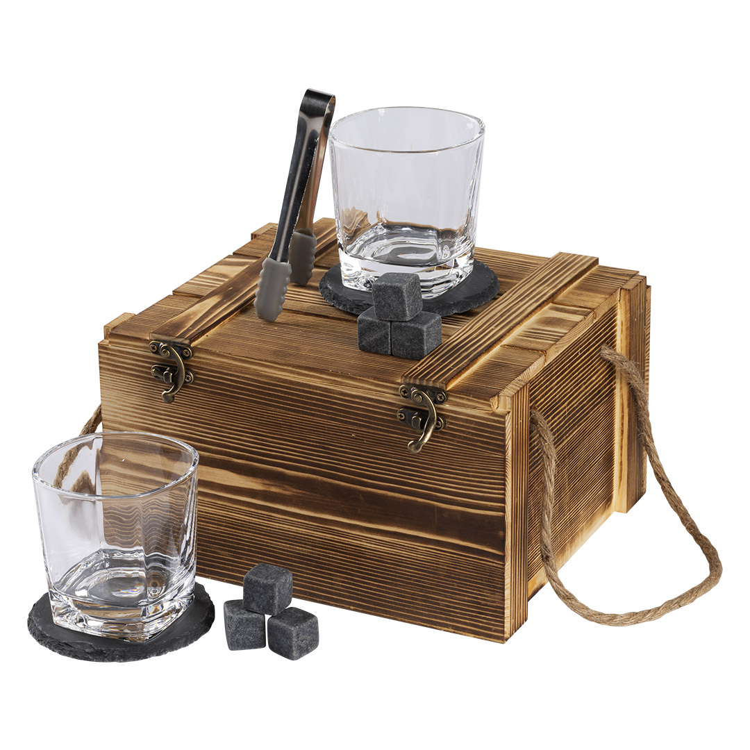 REBEL Set drvena kutija sa čašama